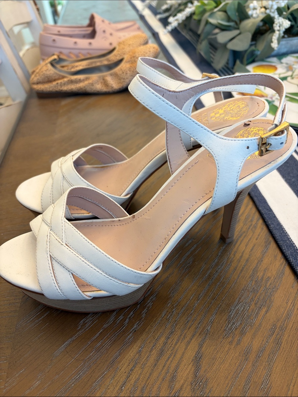 Vince Camuto Ivory Strappy Platform High Heel Sandals